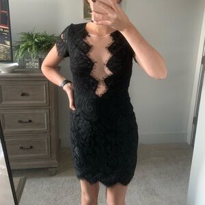 Storia Black Cutout Lace Mini Dress
